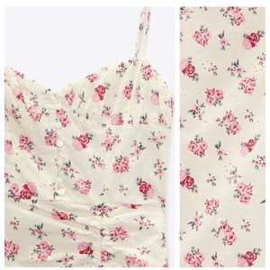 Zara Linen Embroidered Floral Drape Dress